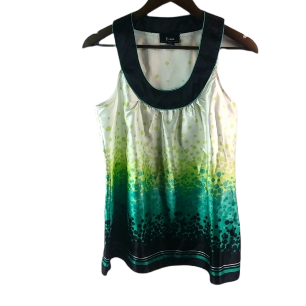 Buyer BWear L Turquoise Lime Satin Sleeveless Top